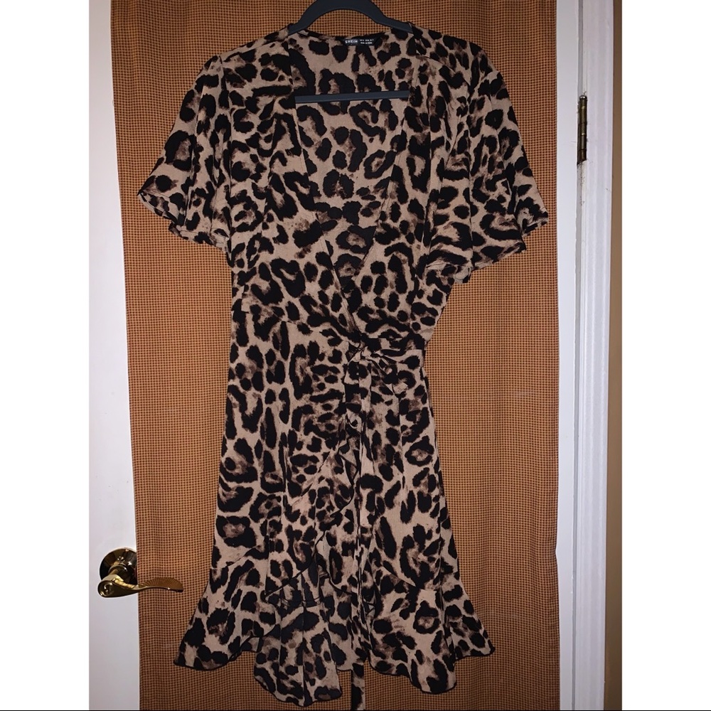 SHEIN Leopard Print Wrap Dress